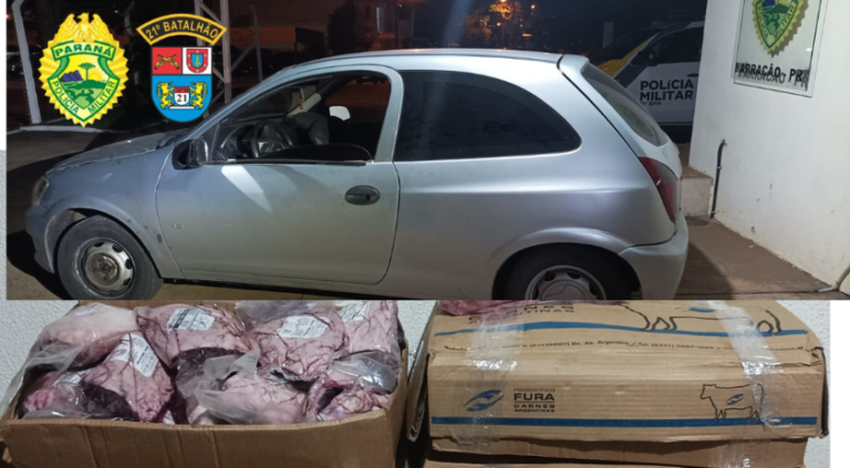 PM apreende carro transportando 166 quilos de picanha da Argentina