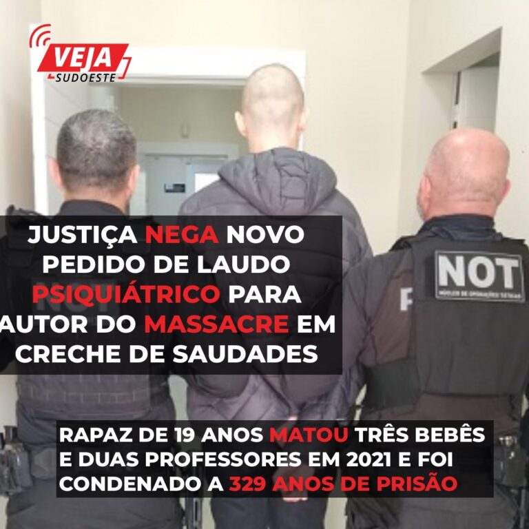 Justiça nega novo pedido de laudo psiquiátrico para autor do massacre em creche de Saudades