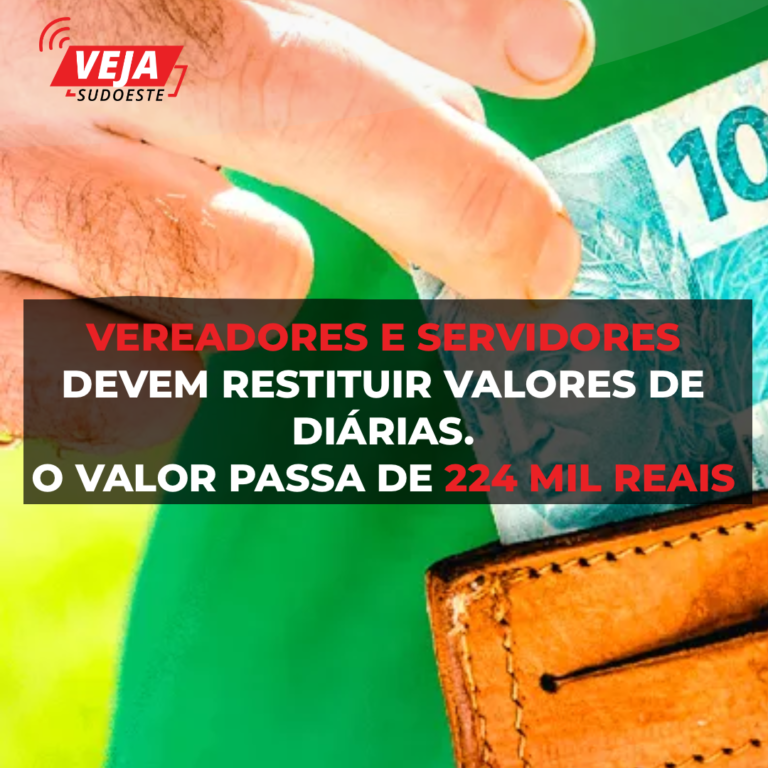 Vereadores e servidores devem restituir valores de diárias, valor ultrapassa R$ 220 mil