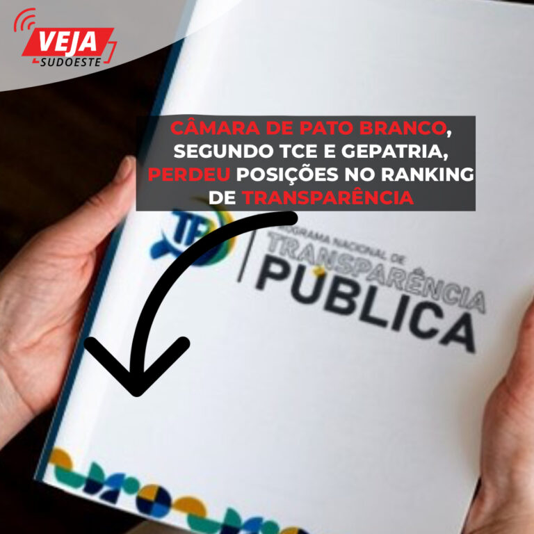Câmara de Pato Branco, segundo TCE/PR e GEPATRIA, perdeu posições no ranking de transparência