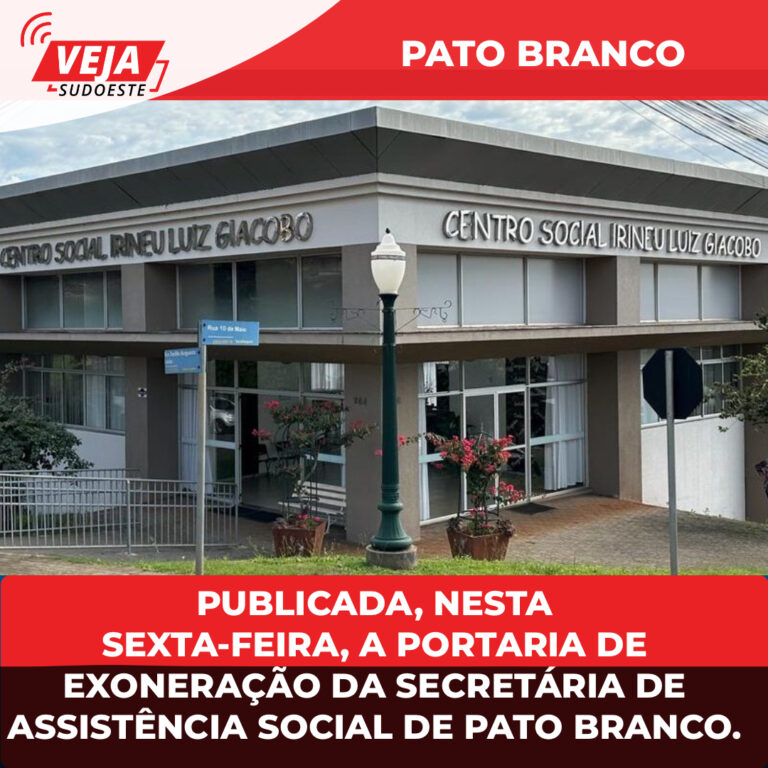 Publicada, nesta sexta-feira, a portaria de exoneração da secretária de Assistência Social de Pato Branco.