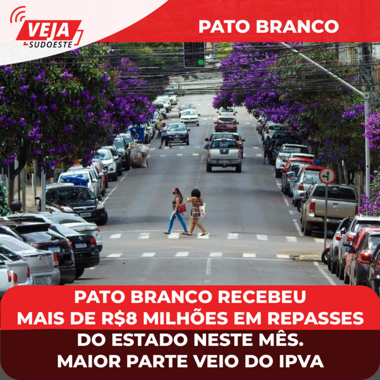 Pato Branco recebeu mais de R$8 milhões em repasses do estado neste mês