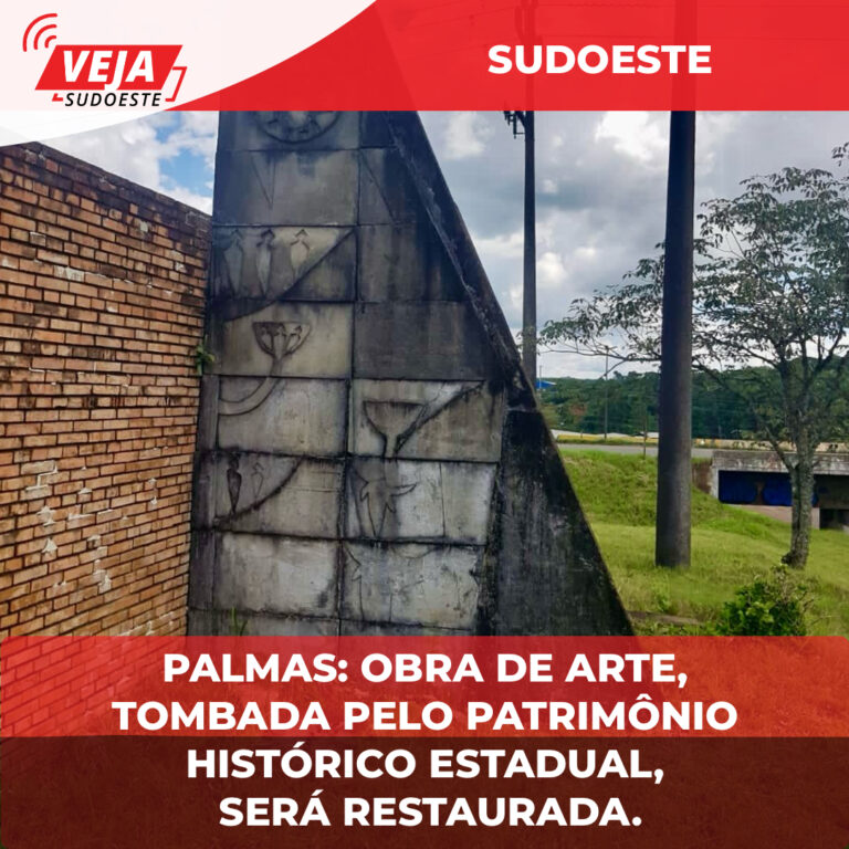 Palmas: obra de arte, tombada pelo patrimônio Histórico estadual,  será restaurada.