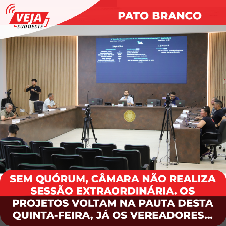 Sem quórum, câmara não realiza sessão extraordinária. Os projetos voltam na pauta desta quinta-feira, já os vereadores…