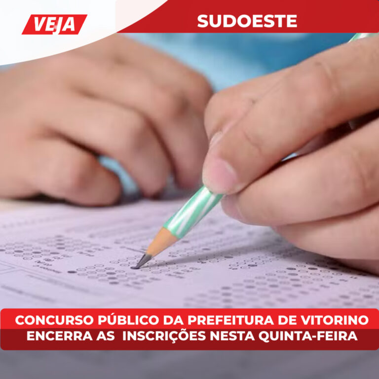 Concurso público da prefeitura de Vitorino encerra as  inscrições nesta quinta-feira