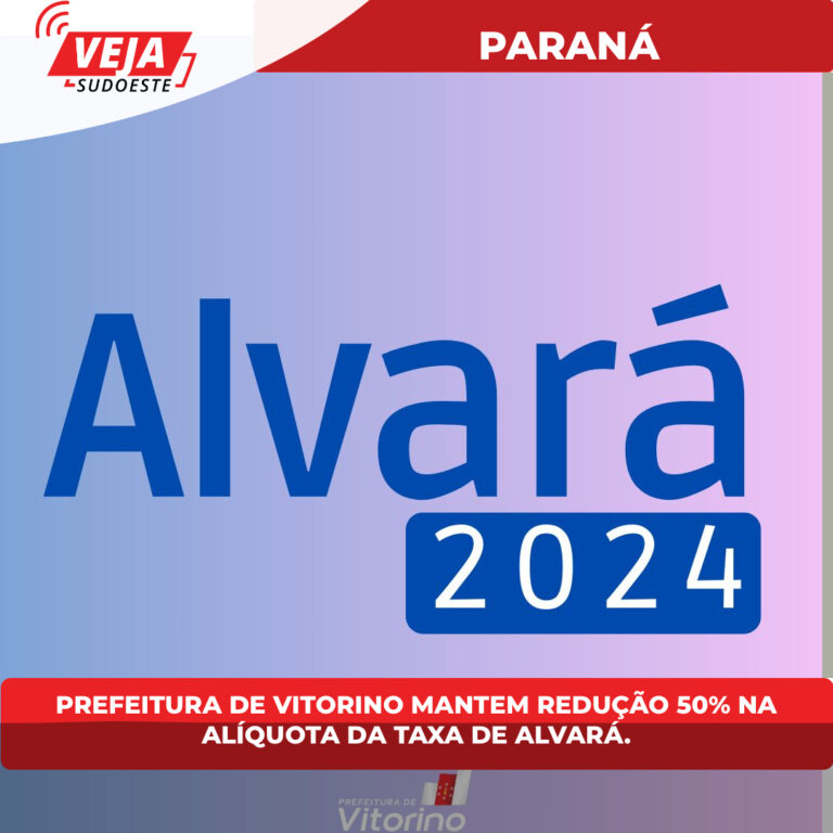 Prefeitura de Vitorino mantem redução 50% na alíquota da taxa de alvará.