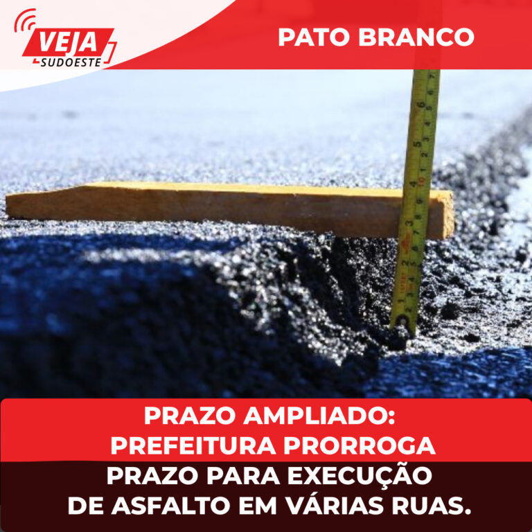 Prefeitura prorroga prazo para execução de asfalto em várias ruas