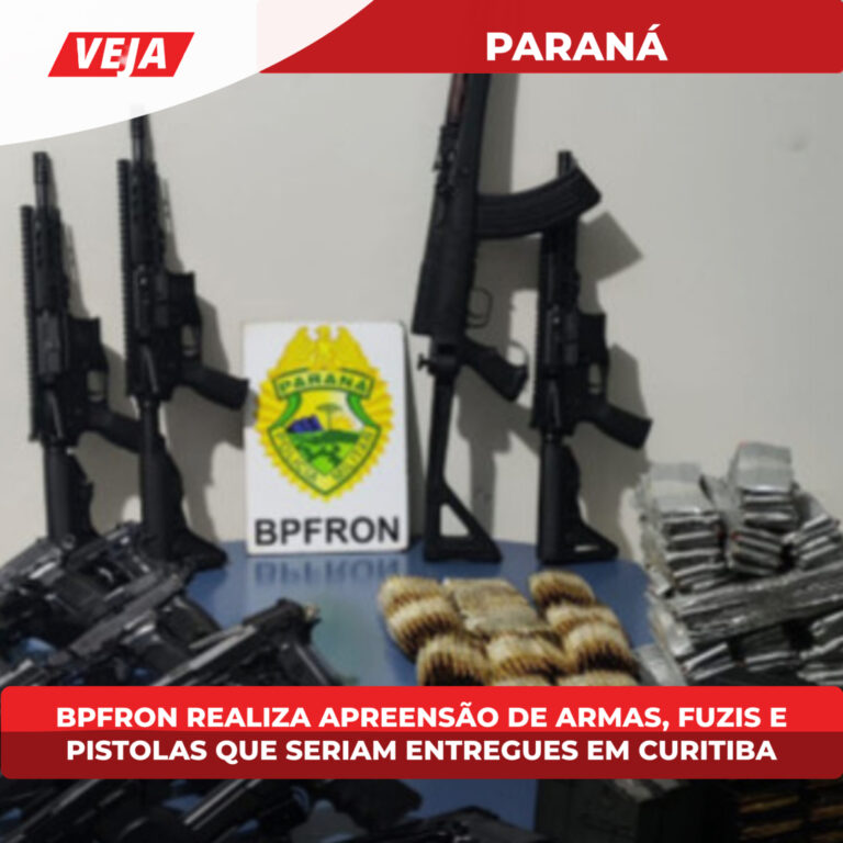 BPFron realiza apreensão de armas, fuzis e  pistolas que seriam entregues em Curitiba