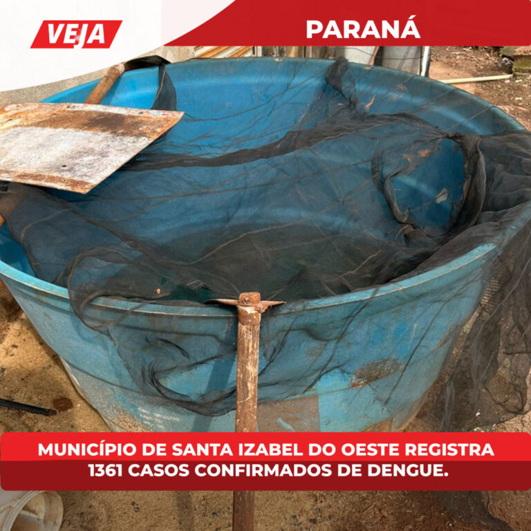 Município de Santa  Izabel do Oeste registra a 1361 casos confirmados de dengue.