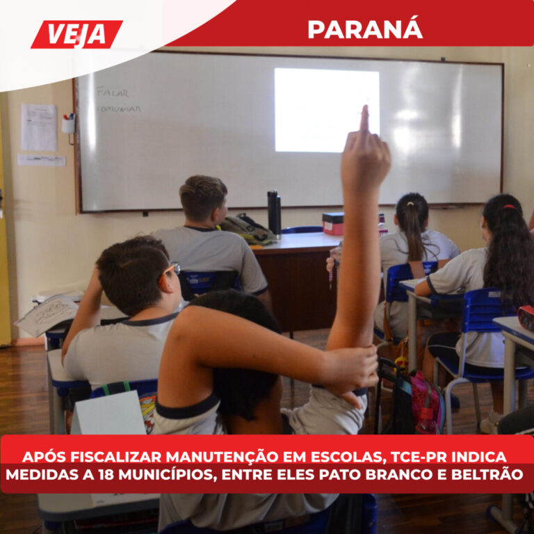 Após fiscalizar manutenção em escolas, TCE-PR indica medidas a 18 municípios, entre eles Pato Branco e Beltrão