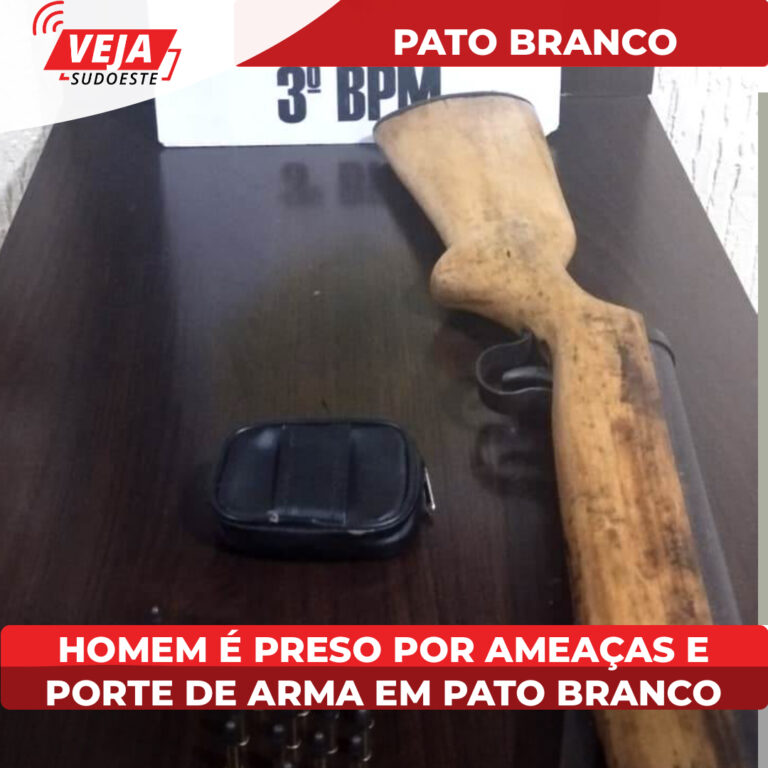 Homem é preso por ameaças e porte de arma