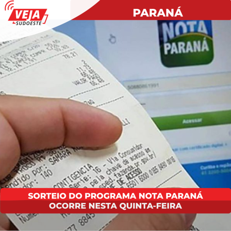 Sorteio do programa Nota Paraná ocorre nesta quinta-feira