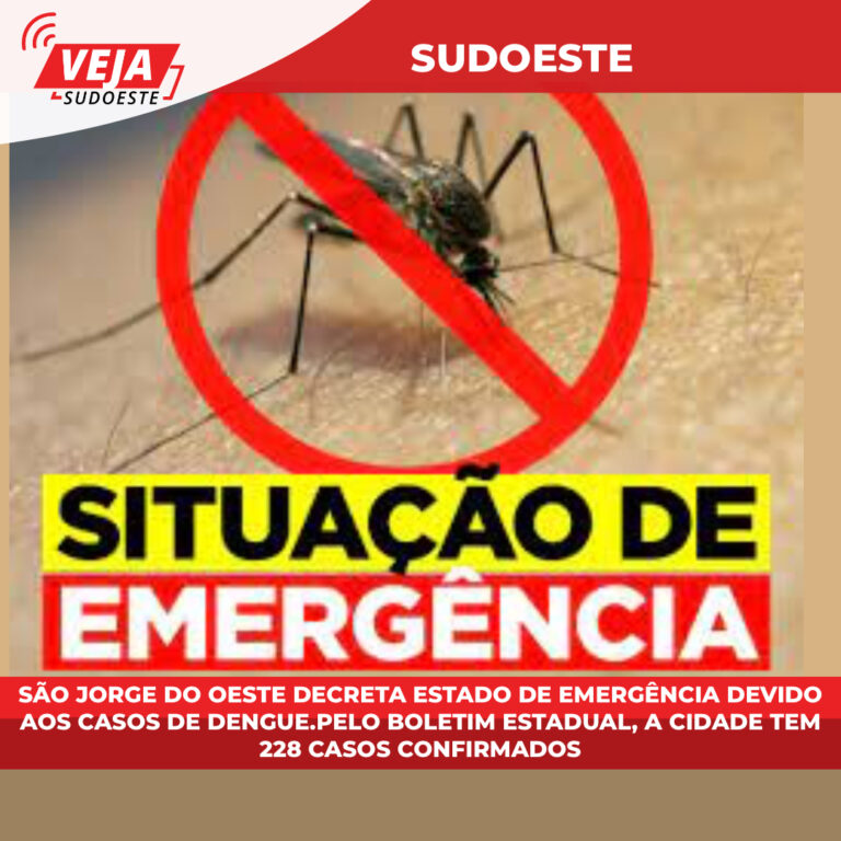 São Jorge do Oeste decreta estado de emergência devido aos casos de dengue