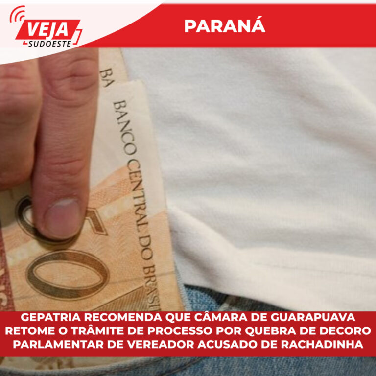 Gepatria recomenda que Câmara de Guarapuava retome o trâmite de processo por quebra de decoro parlamentar de vereador acusado de rachadinha