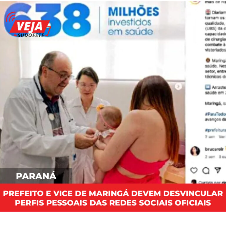 Prefeito e vice de Maringá devem desvincular perfis pessoais das redes sociais oficiais