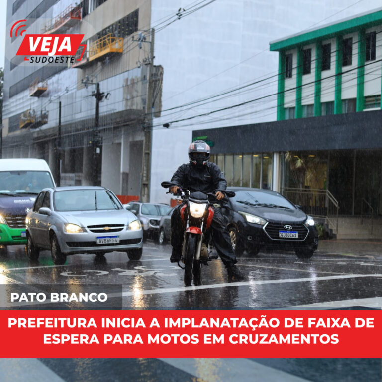 Prefeitura inicia a implanatação de faixa de espera para motos em cruzamentos