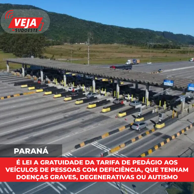 É lei a gratuidade da tarifa de pedágio aos veículos de pessoas com deficiência, que tenham doenças graves, degenerativas ou autismo