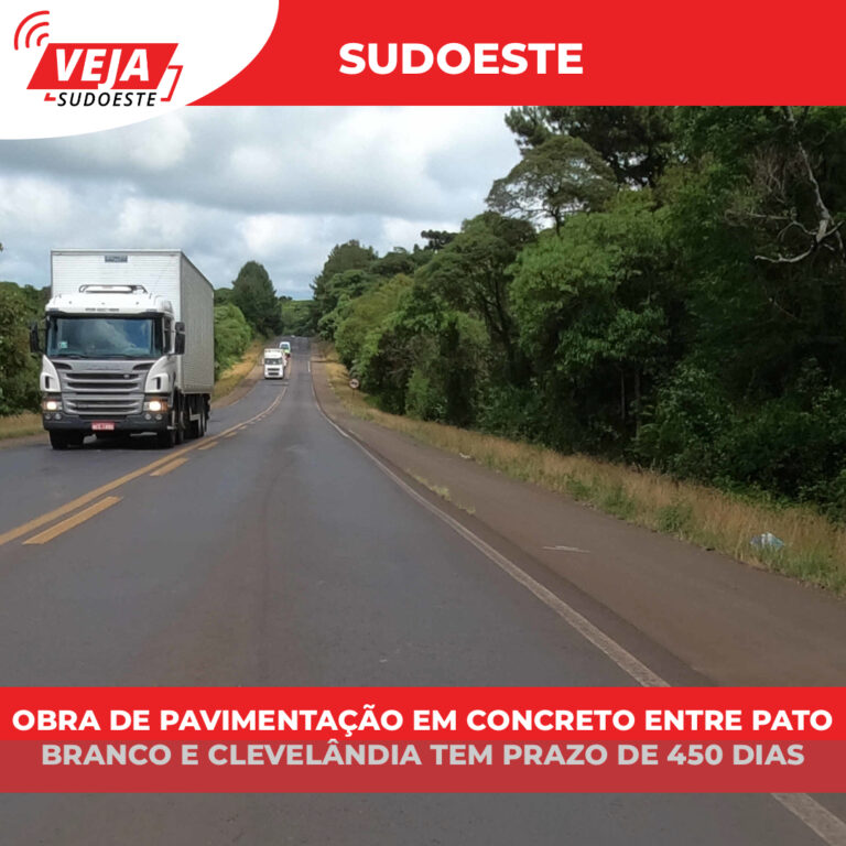 Obra de pavimentação em concreto entre Pato Branco e Clevelândia tem prazo de 450 dias