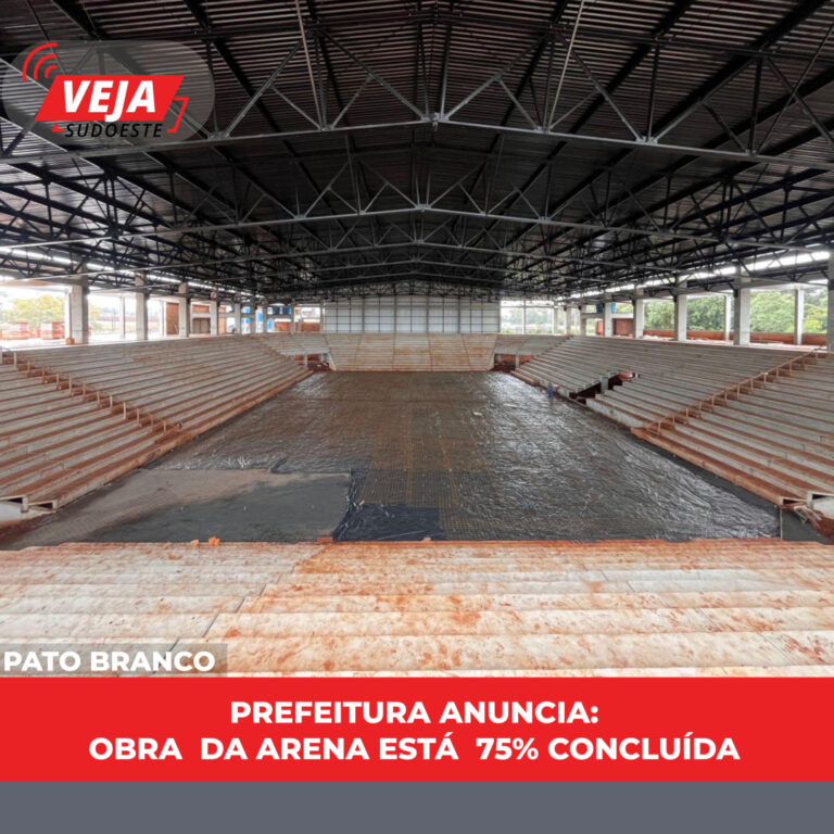 Prefeitura anuncia: obra  da arena está 75% concluída