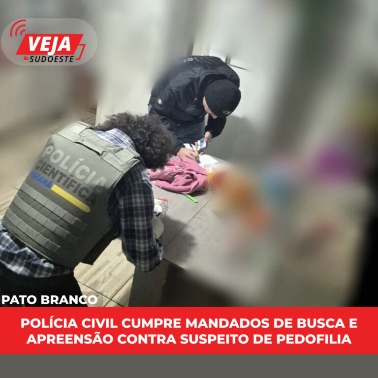 Polícia Civil cumpre mandados de busca e apreensão contra suspeito de pedofilia em Pato Branco