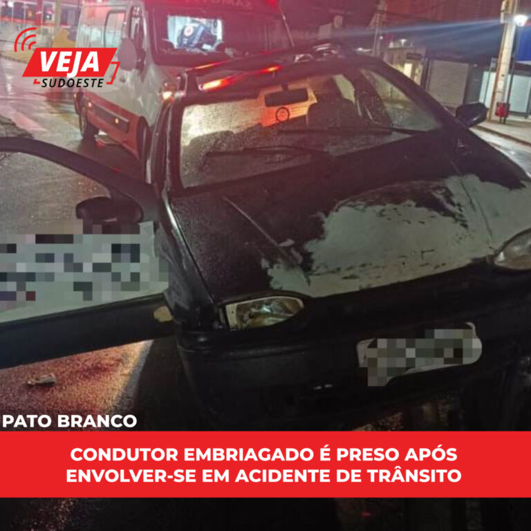 CONDUTOR EMBRIAGADO É PRESO APÓS ENVOLVER-SE EM ACIDENTE DE TRÂNSITO
