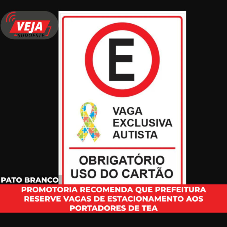 Promotoria recomenda que prefeitura reserve vagas de estacionamento aos portadores de TEA 