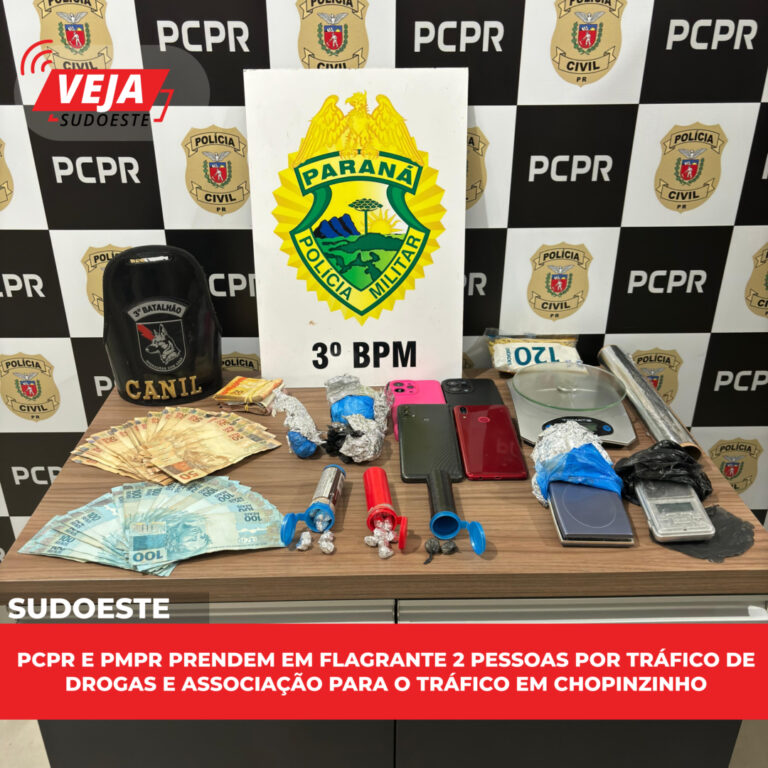 PCPR e PMPR prendem em flagrante 2 pessoas por tráfico de drogas em Chopinzinho