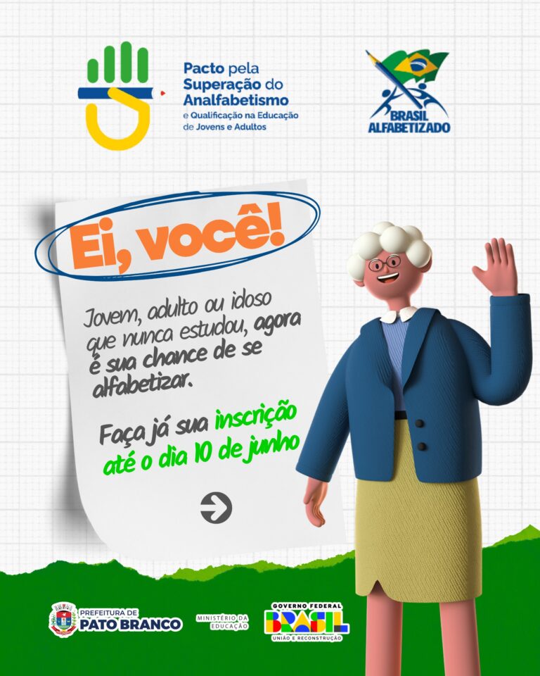 Pato Branco amplia prazo para programa de alfabetização gratuita